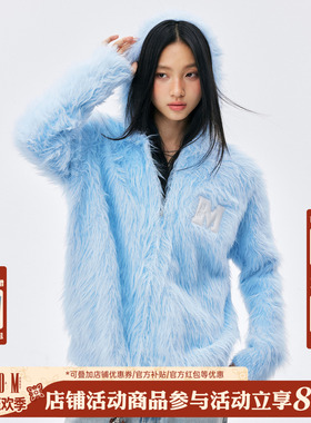 【黄冠亨同款】MEDM 马海毛贴皮连帽休闲毛衣秋冬慵懒针织衫外套