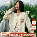 外套 毛衣春秋男女慵懒宽松情侣针织衫 MEDM 线条花卉刺绣休闲开衫