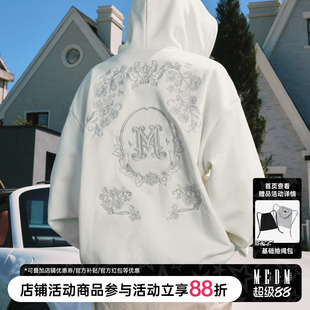 MEDM重磅刺绣花纹logo休闲拉链帽衫美式加绒宽松情侣连帽卫衣春秋