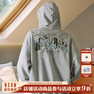 百搭连帽卫衣休闲宽松外套 男女春秋季 MEDM 藤蔓花卉刺绣拉链帽衫