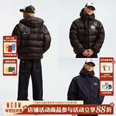 MEDM 90鸭绒双面穿印花logo保暖休闲连帽羽绒服冬季 简约情侣外套
