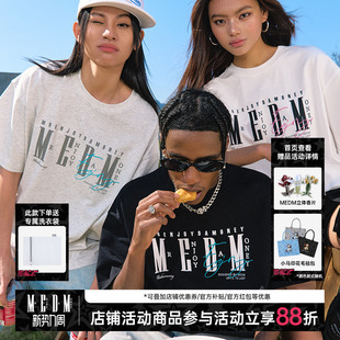 复古休闲圆领上衣女潮牌夏季 男美式 T恤 短袖 MEDM25SS基础logo排版
