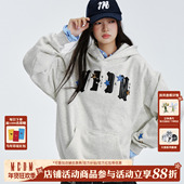 MEDM 星星四字贴皮休闲保暖加绒连帽卫衣秋冬重磅帽衫 情侣外套男