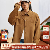 MEDM25SS麂皮贴皮衬衫 复古宽松休闲上衣潮 美式 外套2025新款 春秋季