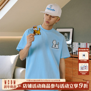 短tee 休闲T恤简约百搭男女情侣款 MEDM 宠物小猫牙刷绣魔术贴短袖