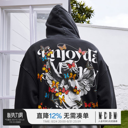 MEDM天使蝴蝶印花连帽卫衣
