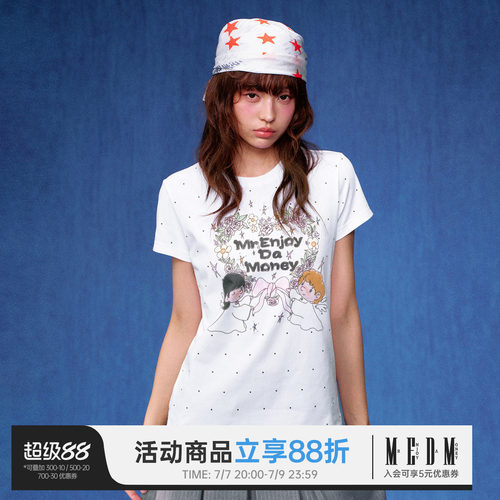 MEDM白色波点碎花短袖T恤女夏