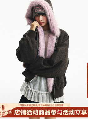 MEDM 豹纹迷彩拼接休闲座山雕保暖美式外套男女cleanfit棉衣夹克