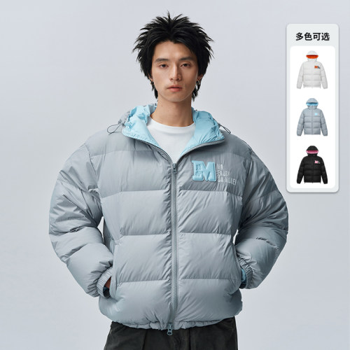 MEDMlogo撞色拼色连帽羽绒服