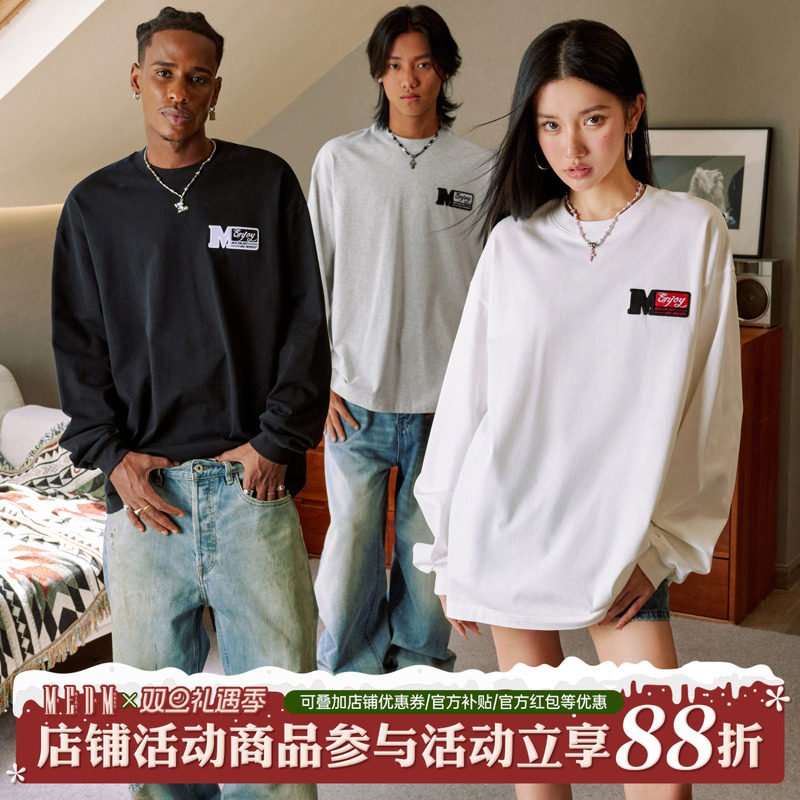 MEDM小标袖章长袖T恤情侣款