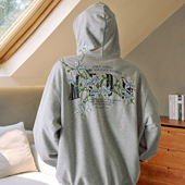 百搭连帽卫衣休闲宽松外套 男女春秋季 MEDM 藤蔓花卉刺绣拉链帽衫