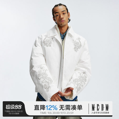 MEDM花纹刺绣休闲保暖棉衣