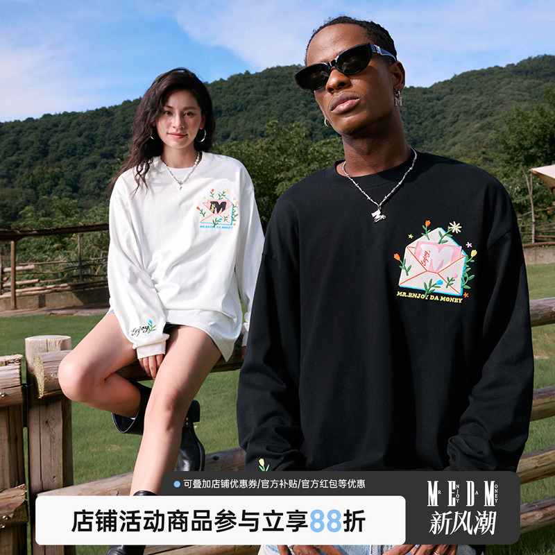 MEDM情侣信封刺绣长袖T恤