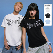 潮牌美式 MEDM立体蕾丝蝴蝶短袖 夏季 情侣装 休闲体恤tee T恤男女同款