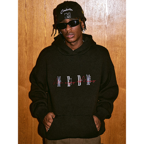 MEDM潮连帽针织宽松卫衣外套