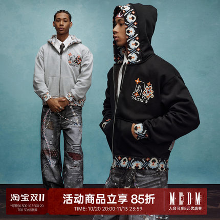 MEDM×YAD联名 牙刷绣logo保暖休闲连帽卫衣潮流情侣加绒帽衫外套