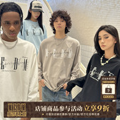 休闲体恤打底衫 MEDM国潮基础印花长袖 宽松情侣装 美式 T恤男女秋季