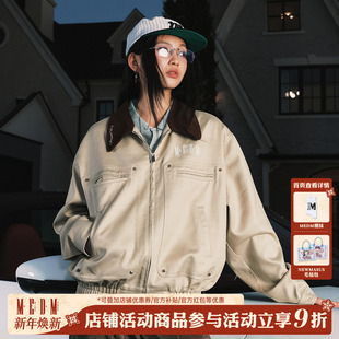 MEDM哈林顿字母刺绣休闲夹克美式 复古潮牌宽松拉链美拉德外套春秋