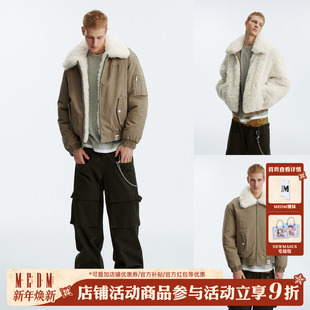 MEDM 保暖翻领情侣外套冬 基础简约双面穿毛领摇粒绒休闲夹克美式