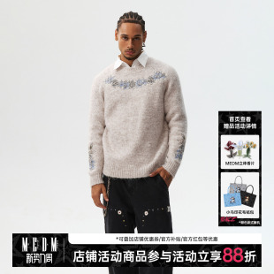 宽松保暖慵懒针织衫 MEDM 花卉马海毛休闲圆领毛衣秋冬潮牌情侣装