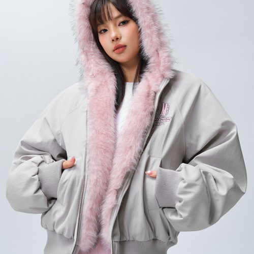 皮毛内里棉服冬季加绒加厚棉衣