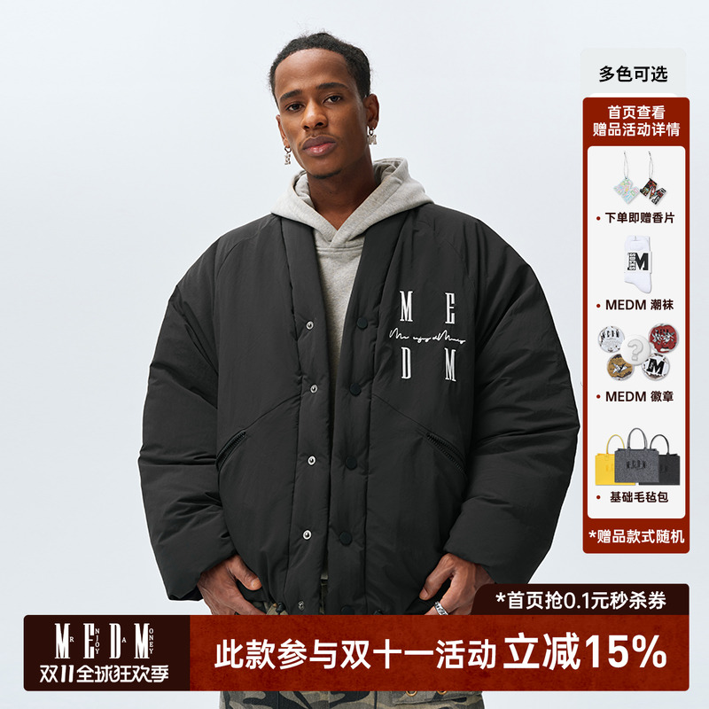 MEDM道袍排扣无领羽绒服
