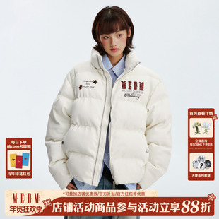 MEDM 马毛漆皮pu耐磨加厚保暖休闲棉服潮牌宽松立领棉衣情侣外套