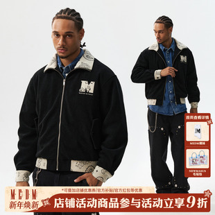 通勤男女宽松外套 美式 MEDM 拼接腰果花灯芯绒休闲翻领夹克春秋季
