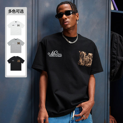 MEDM豹纹皮草大m短袖T恤
