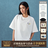 休闲打底衫 美式 MEDM字母刺绣T恤男女款 宽松上衣服tee 明星同款