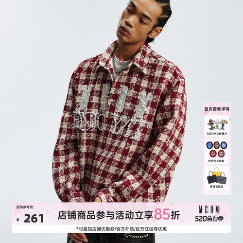 MEDM格纹粗花呢休闲小香风衬衫