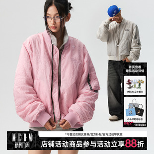 MEDM 保暖情侣宽松棉衣 纯色尼龙飞行员休闲立领夹克棉服秋冬美式