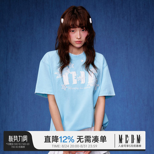 MEDM蕾丝小天使logo刺绣情侣T恤