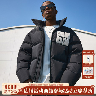 百搭宽松高街休闲保暖外套 新款 MEDM国潮牙刷绣立领羽绒服男士 冬季