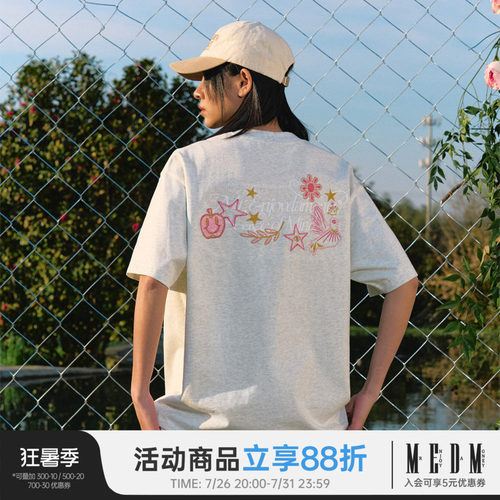 MEDM26SS闪粉金线刺绣短袖T恤