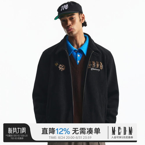 MEDM双层皮灯芯绒翻领夹克秋冬