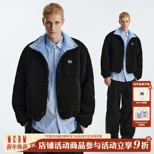短羊羔毛拼格子保暖棉服潮牌简约情侣休闲棉衣外套 新款 MEDM 冬季