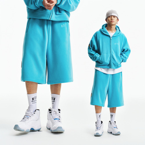 MEDM 26新款轻薄摇粒绒蓬松休闲短裤潮流纯色简约男女宽松直筒裤