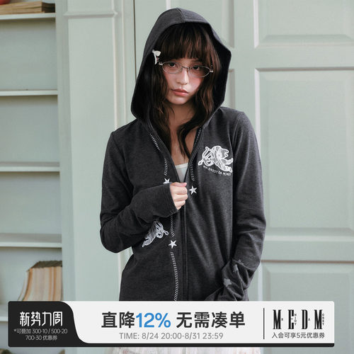 MEDM蕾丝小天使拉链连帽卫衣女款
