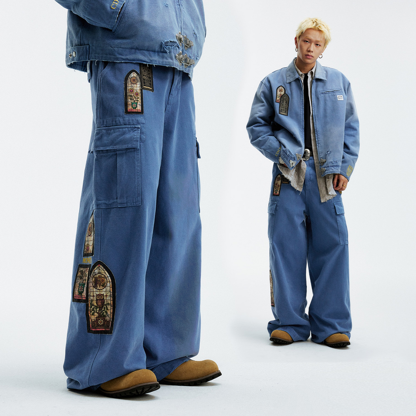 MEDM 东郊记忆--水洗做旧多口袋休闲裤秋冬季潮流微弹直筒长裤男