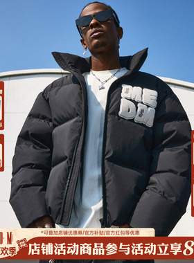 MEDM国潮牙刷绣立领羽绒服男士冬季新款百搭宽松高街休闲保暖外套