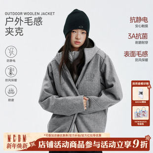 MEDM 基础Logo户外连帽拉链夹克潮流简约百搭防风保暖情侣外套冬