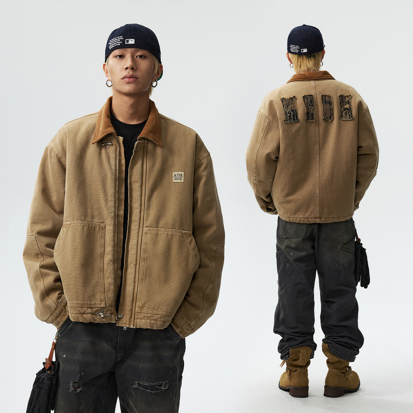 MEDM美式休闲翻领棉衣棉服