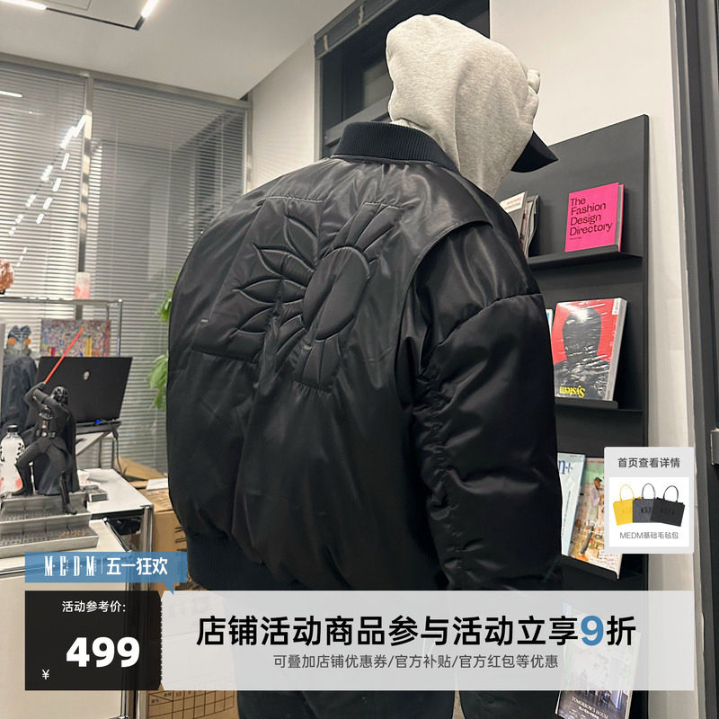 MEDM BLACK黑线超高充绒量 大Bomber凹凸填充羽绒服MA1飞行员夹克