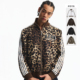 MEDM 豹纹杠杠织带拼接运动休闲夹克男女刺绣logo宽松立领外套春