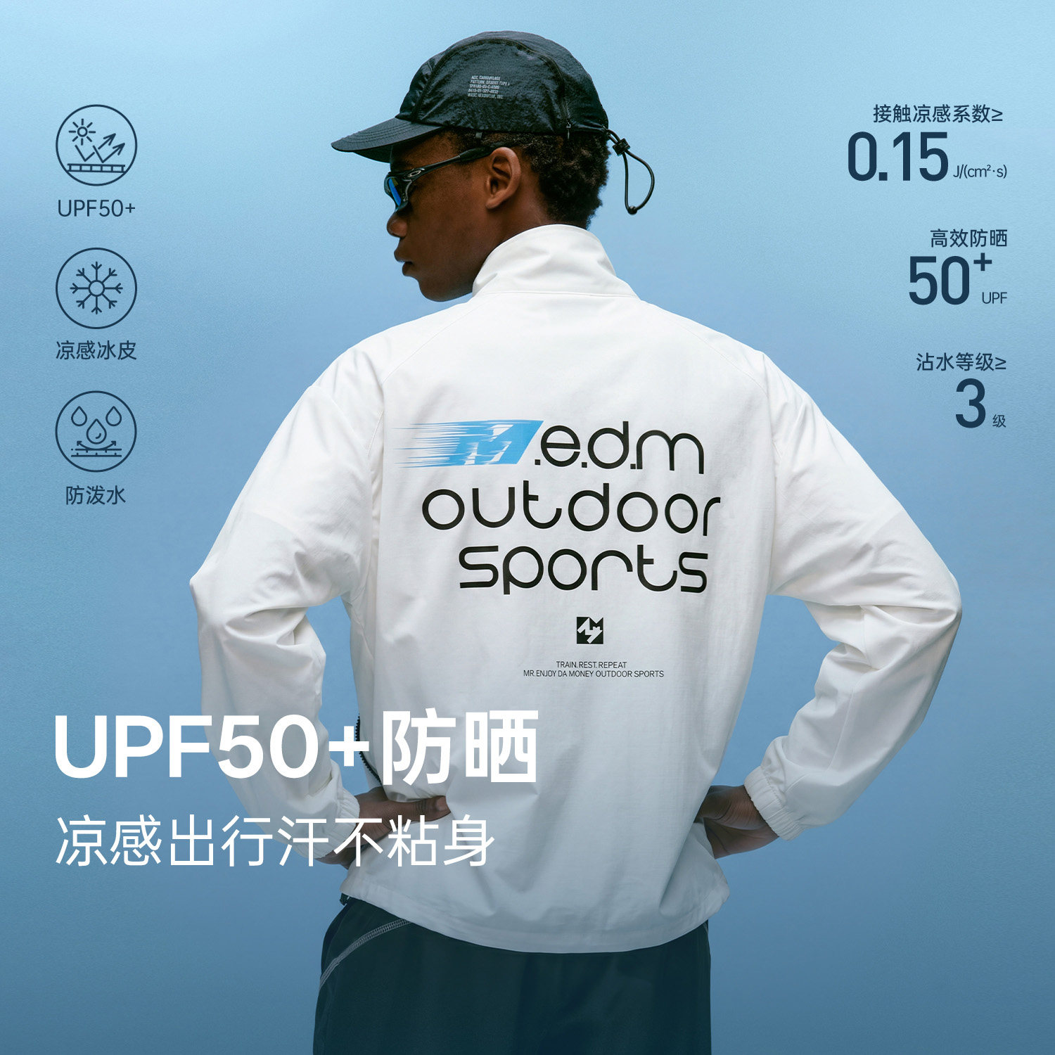MEDM 运动个性撞色休闲立领拉链UPF50+防晒服潮流街头百搭上衣夏