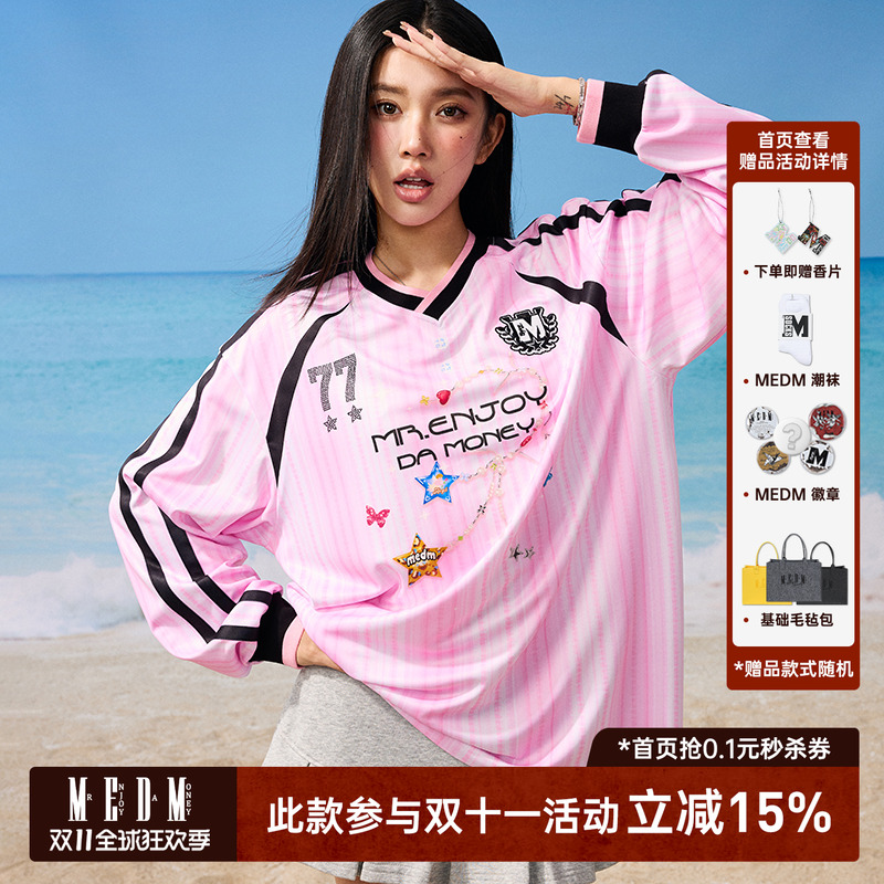 MEDM春季项链长袖球服T恤