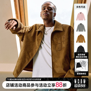 MEDM 麂皮绒贴布绣休闲翻领夹克男美式复古外套春秋季短款上衣服