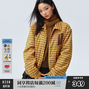 MEDM贴皮小格纹棉服夹克冬季外套保暖潮牌美式休闲情侣短款上衣