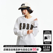 宽松上衣 T恤潮流百搭情侣款 MEDM 双层皮豹纹贴布刺绣休闲圆领长袖